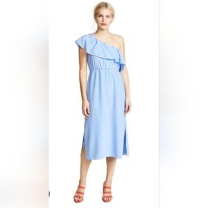 Club Monaco Periwrinkle One Shoulder Blue Midi Dress Size 6
